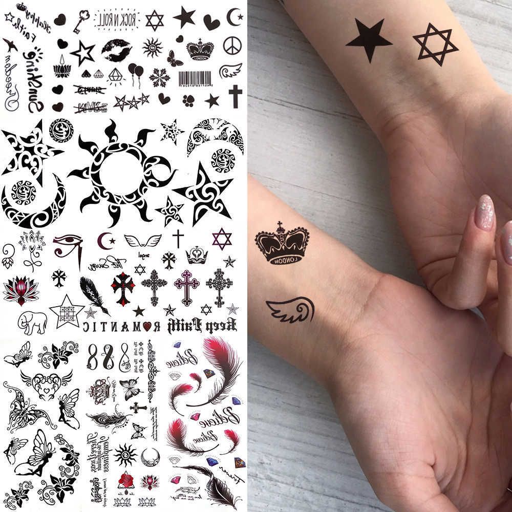 Small Star Crown Temporary Tattoos For Women Kids Fake Face Tattoo Men Black Sun Moon Sticker Fake Finger Tatoos Infinity Small Star Crown Temporary Tattoos For Women Kids Fake Face Tattoo Men Black Sun Moon Sticker Fake Finger Tatoos Infinity