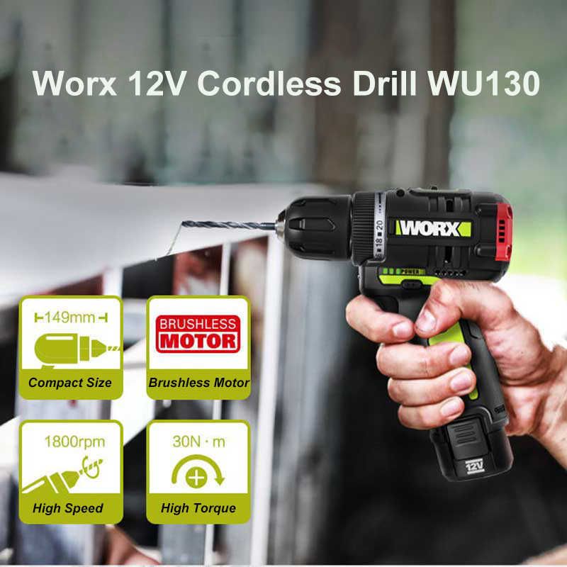 WORX WU130 12V Brushless Motor Drill Cordless Electric Drill
