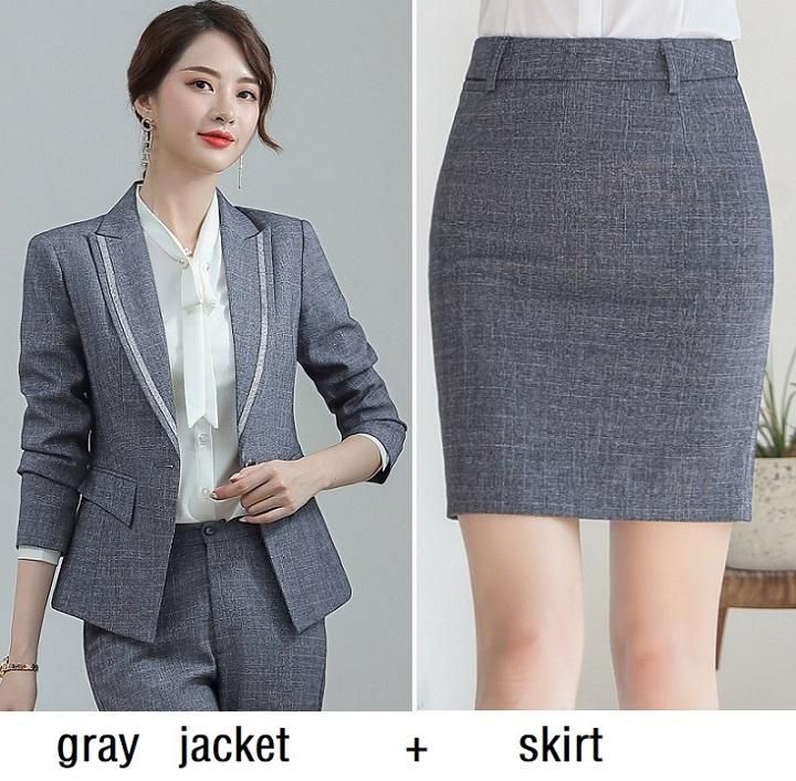 gray jacket skirt