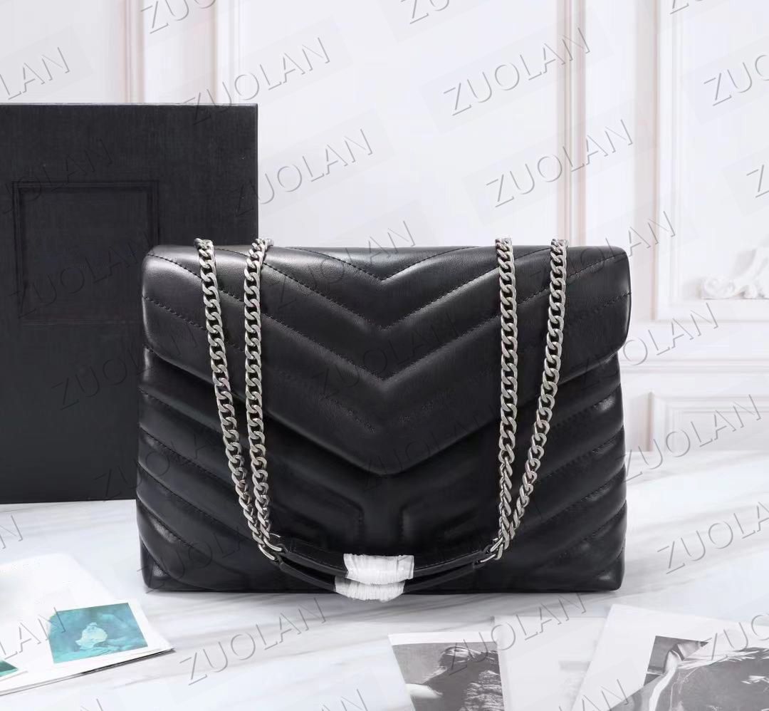 Designer Handbags HOT Square Fat LOULOU Chain Bag Real Leather