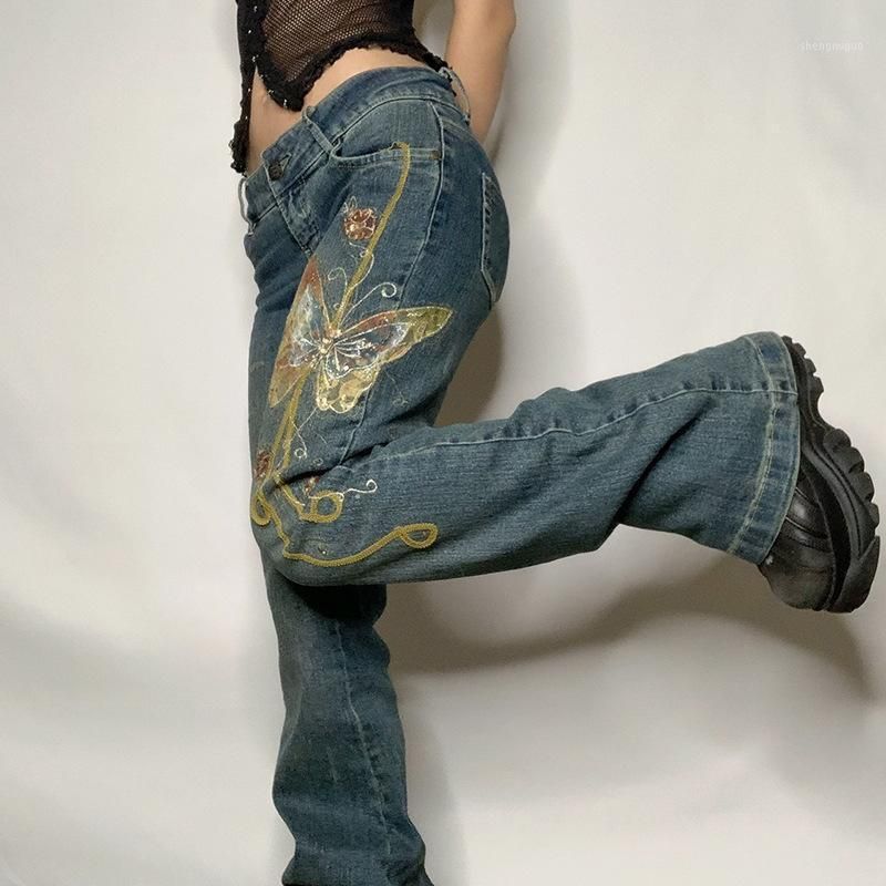 Compra Jeans De Mujer 90s Aesthetic Harajuku Y2K High Cintura Ancha Pierna  Botter Pantalones Apilados Clásicos Para Niñas 2021 Primavera Otoño Barato  | Entrega Rápida Y Calidad | Es.Dhgate
