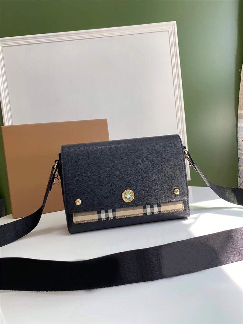 vintage check and leather crossbody bolsa
