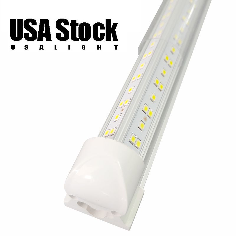 8FT LED Loja Luminária, V forma T8 Integrado 8 pés luzes de tubo, 6500K Branco frio, alta saída 144w tubes luz, dupla face para garagem, armazém, tampa clara 14400lm
