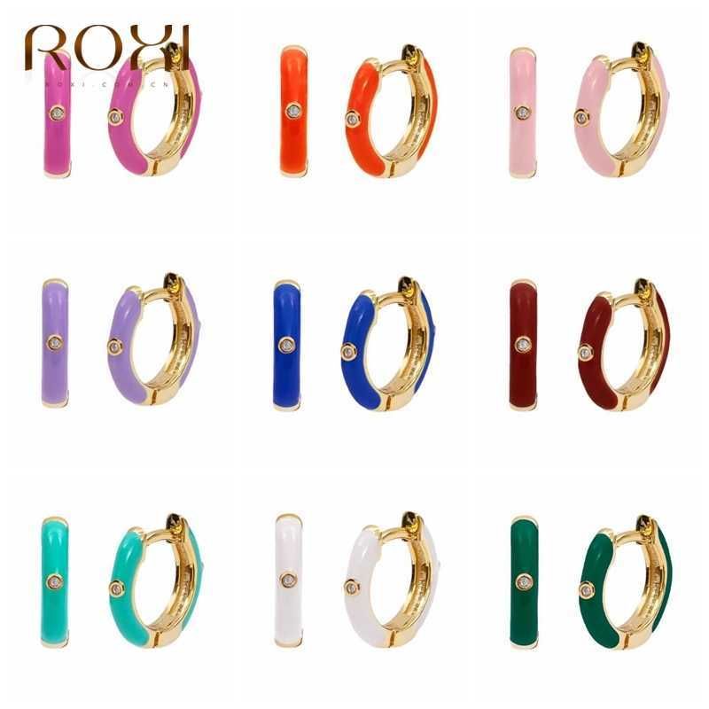Roxi Ins 9 Farben Bunte kleine Reifen Ohrringe für Frauen Fine Schmuck Knorpel Ohrringe Ungewöhnlich 925 Sterling Silber Pendientes 210924