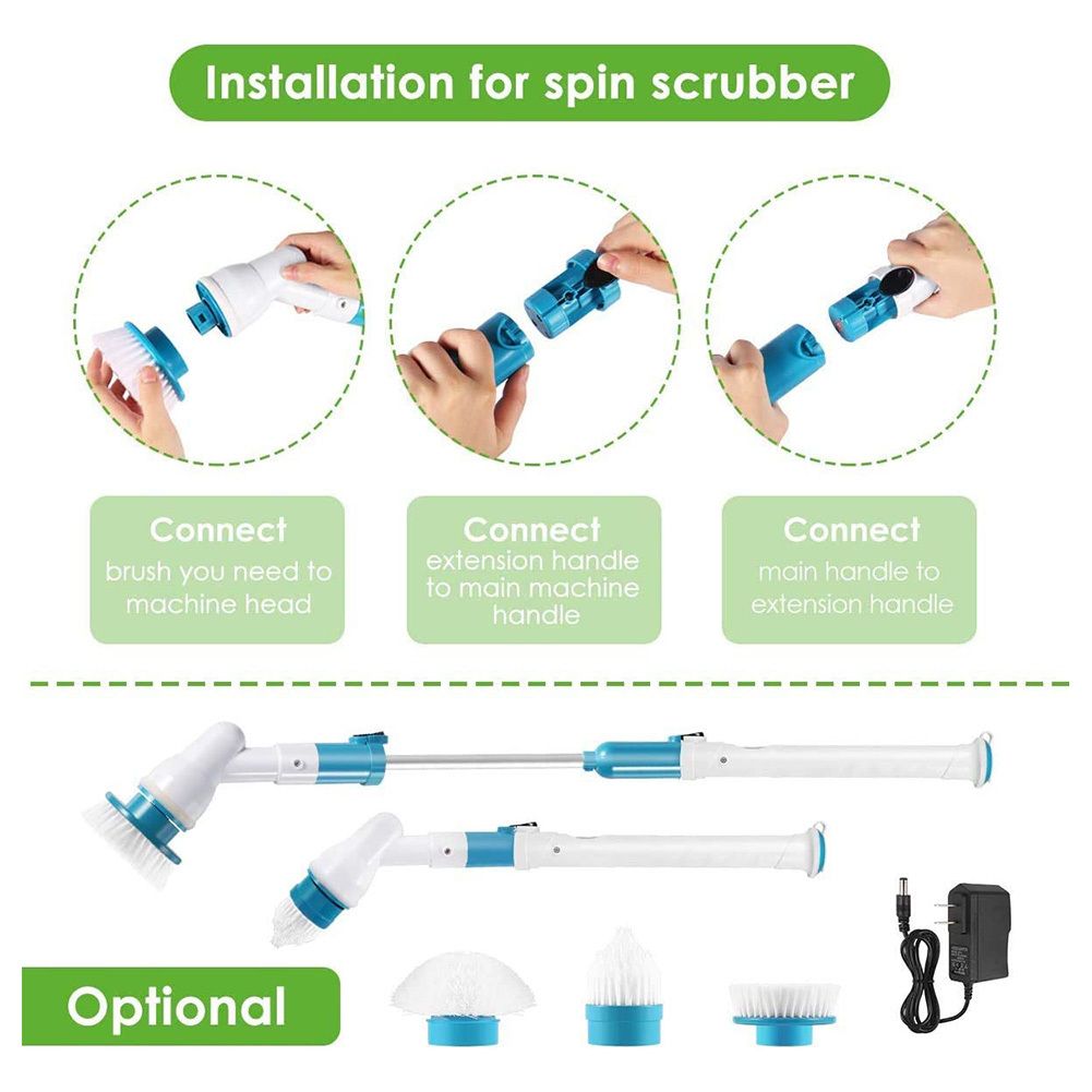 Electric Cleaning Scrubber With 3 Replaceable Brush Heads