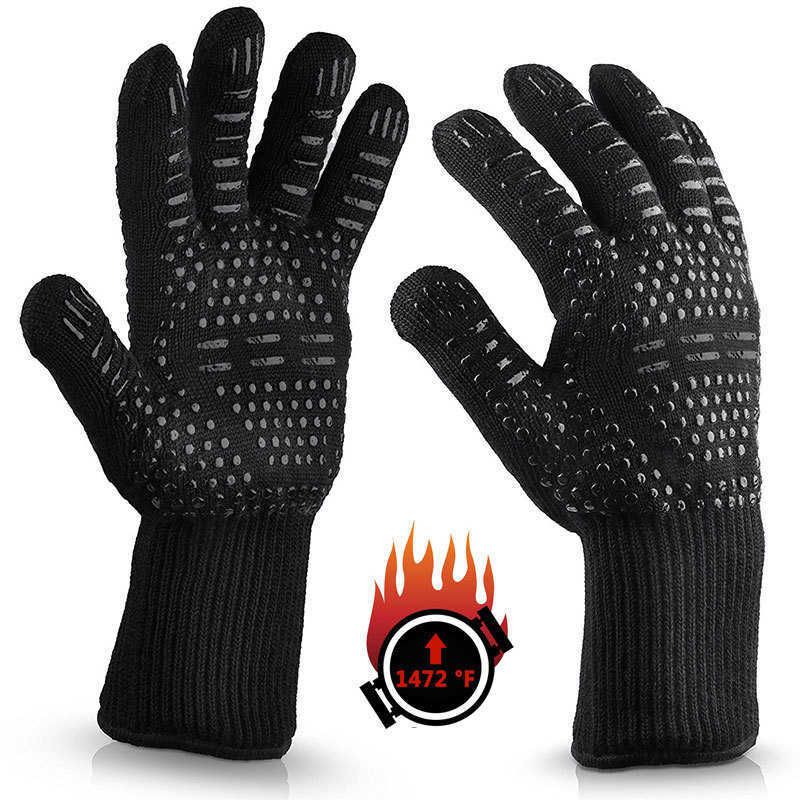 Guantes de horno resistentes al fuego y a altas temperaturas,guantes de barbacoa resistentes al calor,guantes antiquemaduras para parrilla de horno de cocina 
