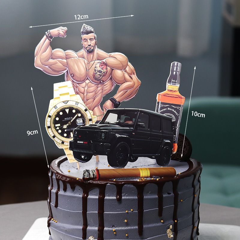 Acheter Pas Cher Beau Homme Vin Wine Montre Voiture Rich Theme Cake Topper Happy Peres Jour Day Dad Dad Joyeux Anniversaire Cake Decoration Fournitures De Fete Du 1 98 Fr Dhgate