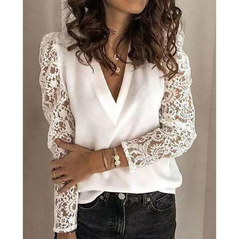 blusas con encaje manga larga