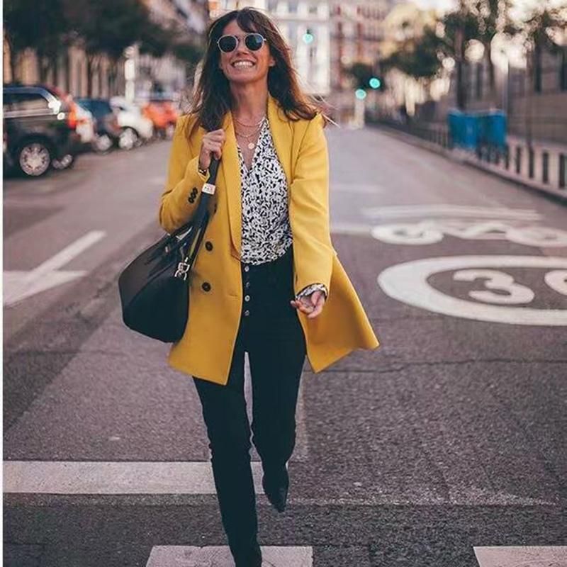 Nuevo Chaqueta blazer de traje casual para mujer Amarillo | Linio Chile -  GE018FA18ORF2LACL