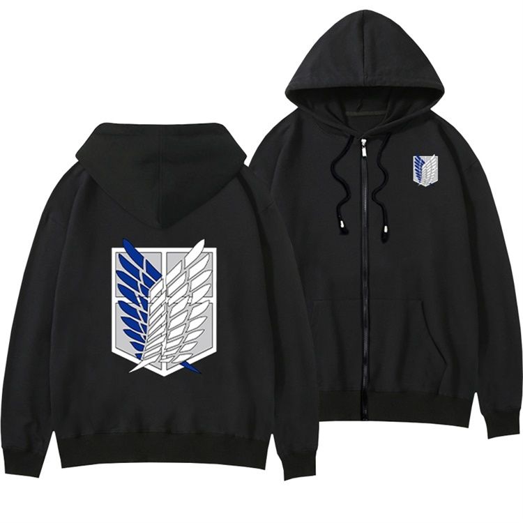 Sudaderas con capucha Attack en Titan Men's Zipper Hoodie Proveedor personalizado Personalizado Anime Ropa dibujos animados OEM Negro algodón Impresión Sports Pullover