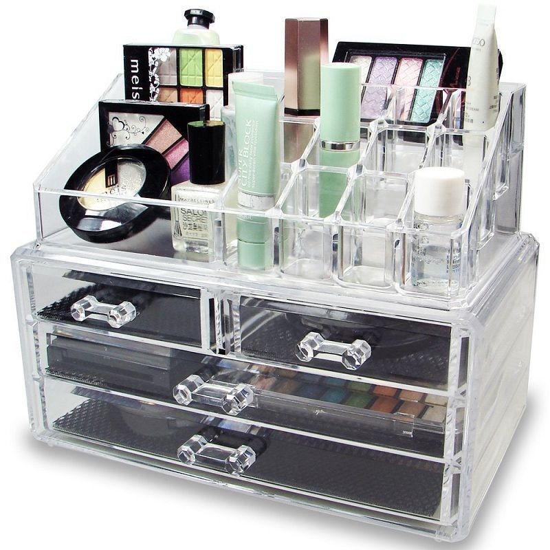 Epaynetwork Organizador de Almacenamiento de Maquillaje con Cajones Cajas de Exhibición de Joyero de Acrílico Soporte de Maquillaje de Encimera de 2 Capas para Organizar Lápiz Labial 