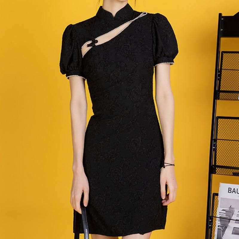 Compra Vestido Negro Gótico Tradicional Qipao Partido Delgado De Las  Mujeres Elegante Cheongsam Estilo Chino Sexy Fashion Bodycon Vestido Ropa  Étnica Barato | Entrega Rápida Y Calidad | Es.Dhgate