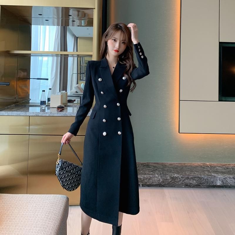 Acquistare Elegante Inverno Abito Da Donna Di Fascia Alta Moda Moda Nero  Giuridico Colletto Doppio Petto Slim Lungo Trench Classy Signore Cappotti  Abiti Blazer Economico | Consegna Veloce E Qualità | It.Dhgate