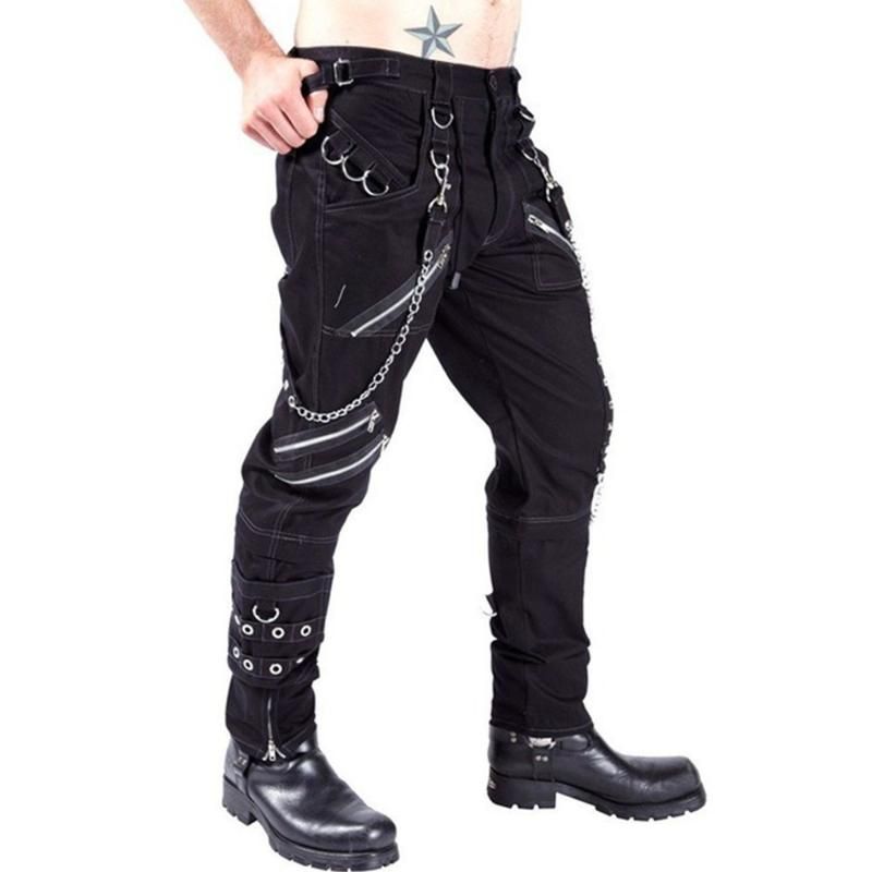 Compra Jeans Para Hombre Gótico Punk Rock Pantalones Negros Fashion Rivet  Cadena Casual Casual Streetwear Hombre Pantalones Largos Safari Estilo Moda  Barato | Entrega Rápida Y Calidad | Es.Dhgate