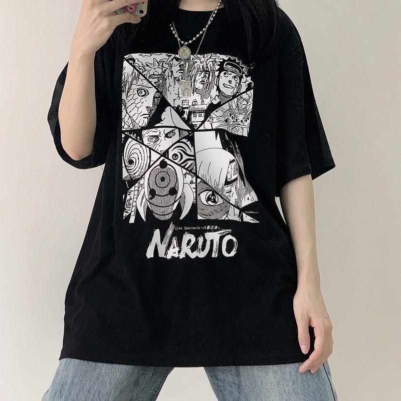 Camiseta para mujer Retro oscuro anime anime suelta pareja outfit japonés streetwear verano 2021 ropa