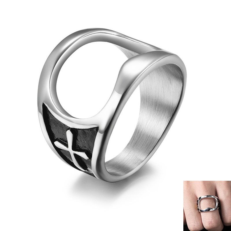 silver black Ksbro 2PCS/2 colori set dito anello apribottiglie birra bar in acciaio INOX strumento con simili usa dito anello Similar US ring size10 20mm inna dia. 