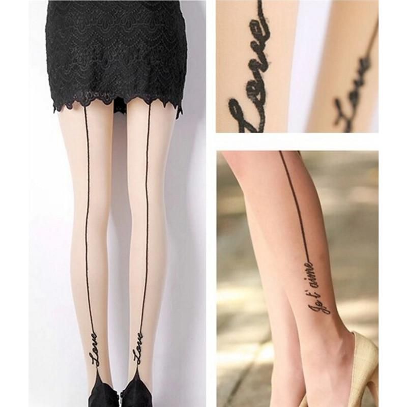 Pair English Love Letter Tattoo Jacquard Female Sexy Stockings Pantyhose For Woman Girl Socks & Hosiery Pair English Love Letter Tattoo Jacquard Female Sexy Stockings Pantyhose For Woman Girl Socks & Hosiery
