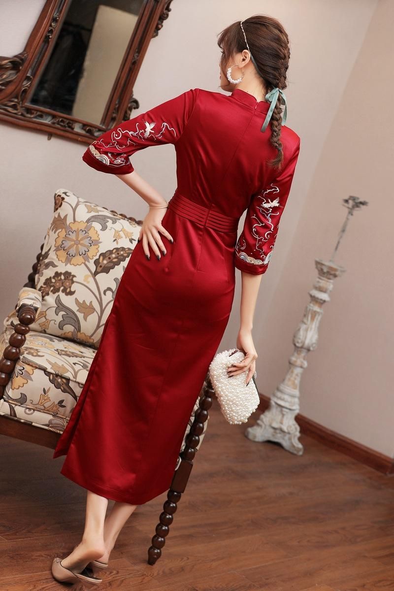 Ropa étnica Tradicional Asiática China Mujeres Boda Party Outfit Vestido Qipao Ropa étnica Tradicional Asiática China Mujeres Boda Party Outfit Vestido Qipao