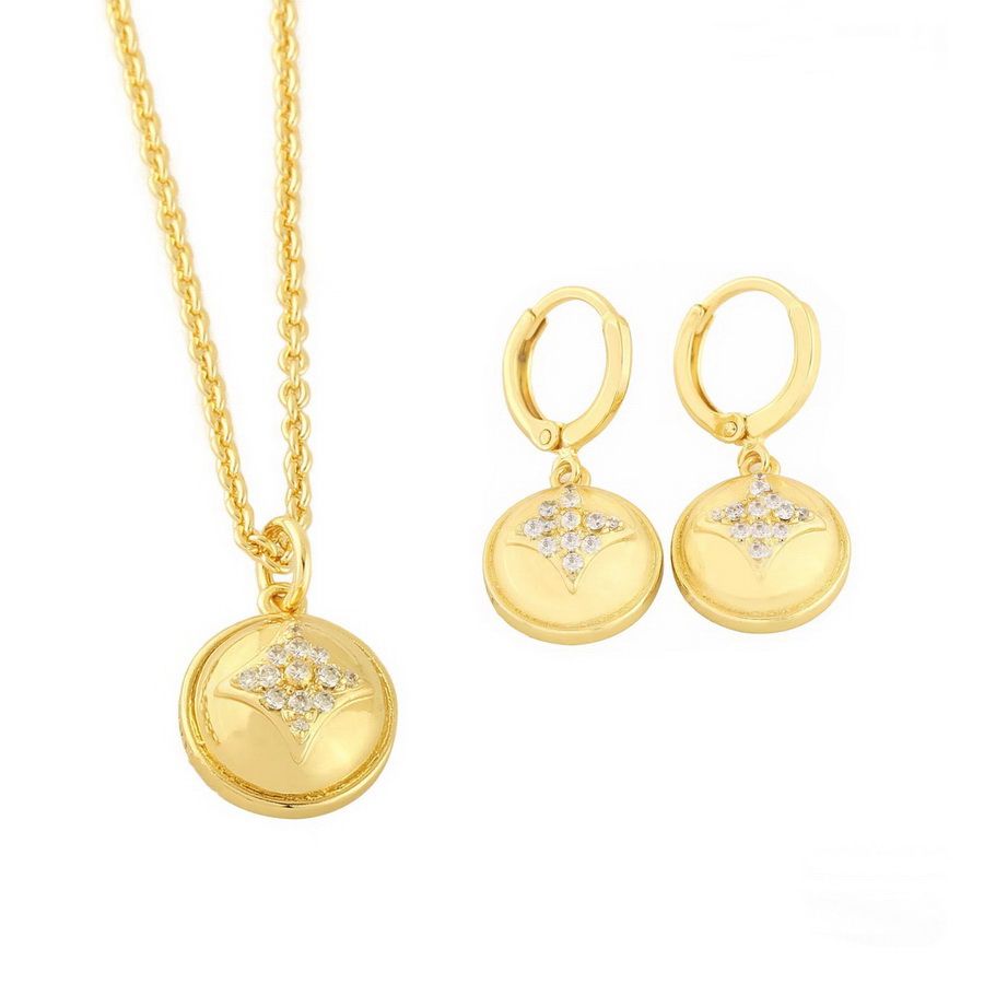 Geelgouden ketting + oorbellen