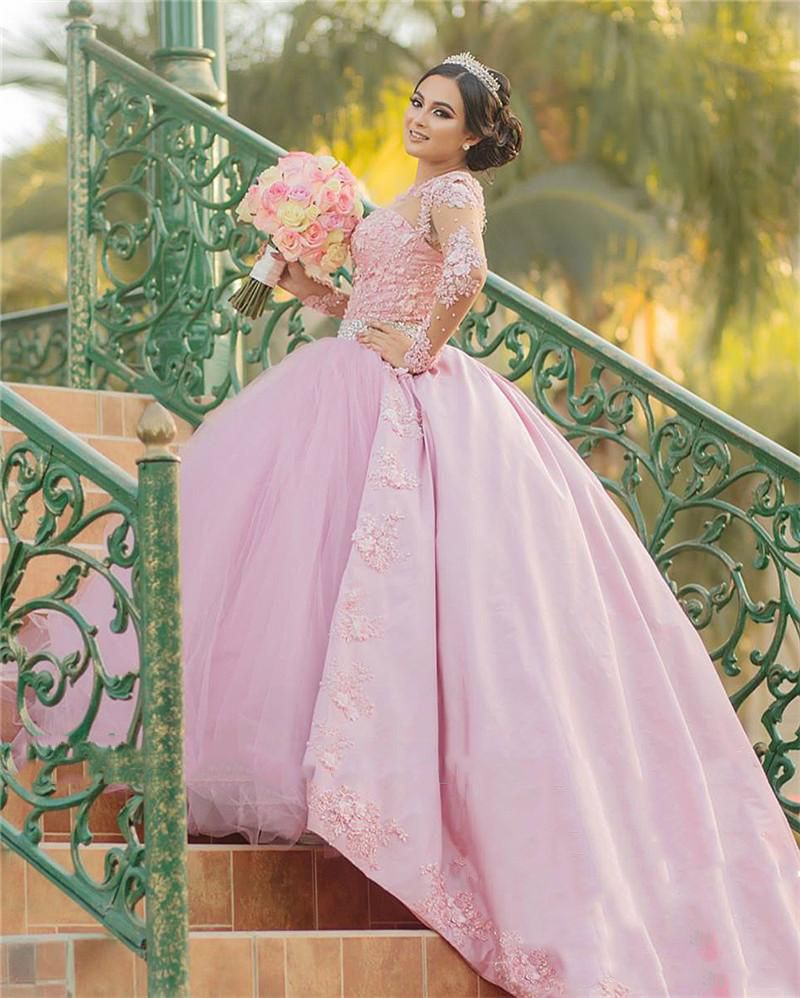 Compre Pink Sweet 16 Mascarada Quinceañera Vestidos 2022 Vestido De Bolas  Vintage Lace Mangas Largas Vestidos Florales 3D 15 Anos Plus Size Pageant  Bata A 80,65 € Del Verycute | Es.Dhgate.Com