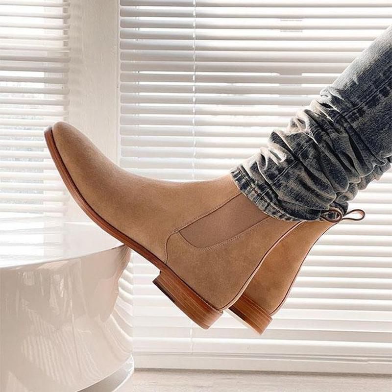 Botas masculinas de salto alto, sapatos de salto alto de couro genuíno com  zíper, preto de luxo, feito em couro