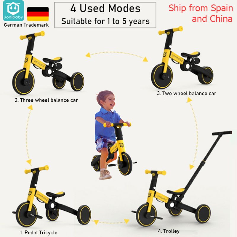 Groothandel Stijlvolle En Goedkope BRAND 4 In 1 Kinderen Fiets Driewieler  Kind Twee Wiel Fiets Opvouwbare Baby Balans Fiets Kinderen Scooter Baby  Wandelwagen Voor 1 6 Jaar Oud |DHgate