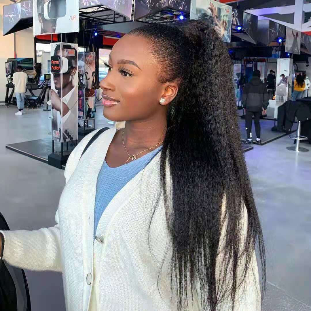 African ponytails human hair extension Coarse yaki kinky straight Itanlian ponytail hairpiece clip in drawstring pony African ponytails human hair extension Coarse yaki kinky straight Itanlian ponytail hairpiece clip in drawstring pony