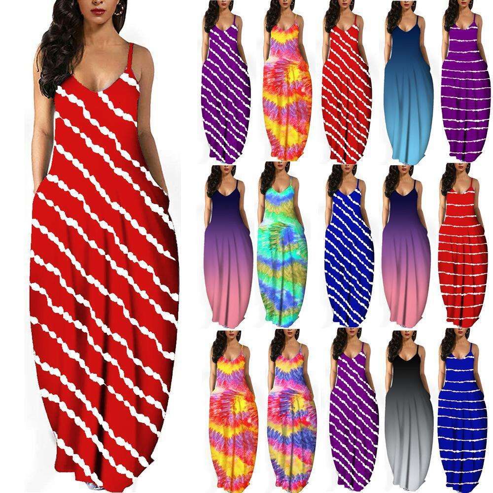 Casual Mujer Ropa Vestido Con Cuello En V Degradado Tie-dye Casual Mujer Ropa Vestido Con Cuello En V Degradado Tie-dye