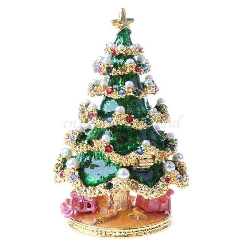 CHRISTMAS TREE   ENAMELED BEJEWELED TRINKET BOX   4053