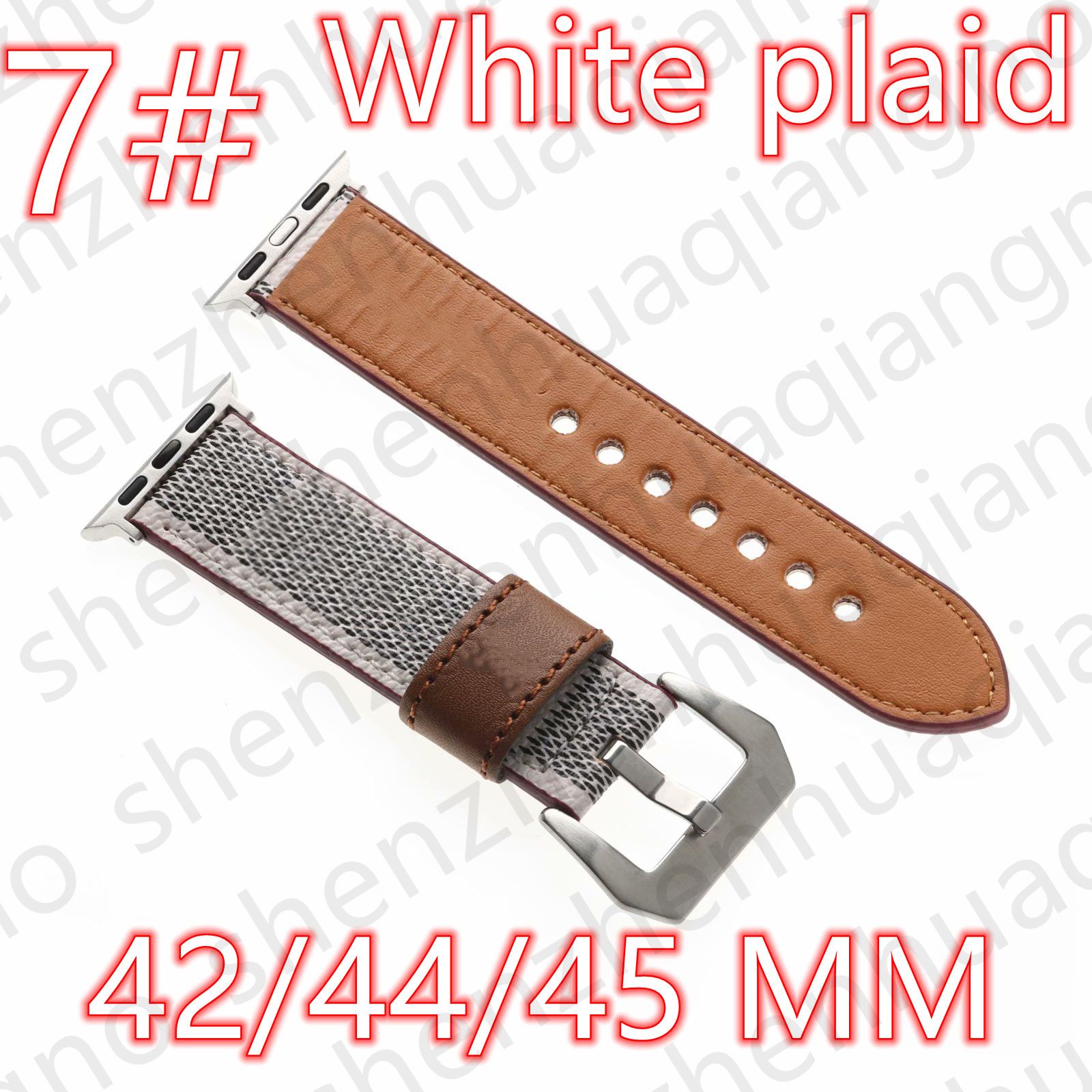 7 # 42/44/45/49 mm Plaid blanc V logo