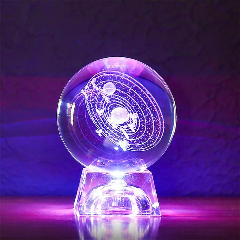 Galactic System Miniatures Figurines 3D Planets Model Sphere Feng Shui Crystals 