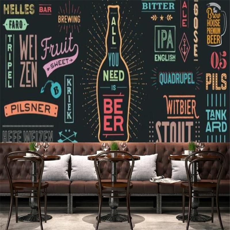 Fondos de pantalla personalizada pintada a mano Pizarra Tema de cerveza 3D Pared Papel Bar KTV Fondos de pantalla personalizada pintada a mano Pizarra Tema de cerveza 3D Pared Papel Bar KTV