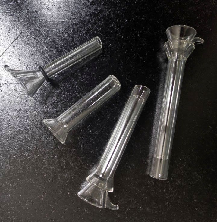 2 párss tigelas de vidro masculino slides feminino haste slide funil estilo com borracha preta acessórios simples para fumar para vender vendedores de vidro