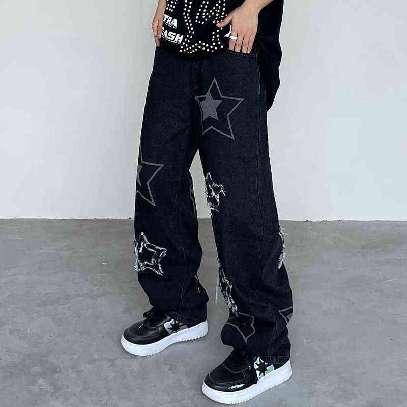 REDDACHiC Cyber Y2k Jeans Men's Graphic Star Printed Straight Baggy Pants  Denim Trousers Korean Harajuku Fashion Male Streetwear - AliExpress