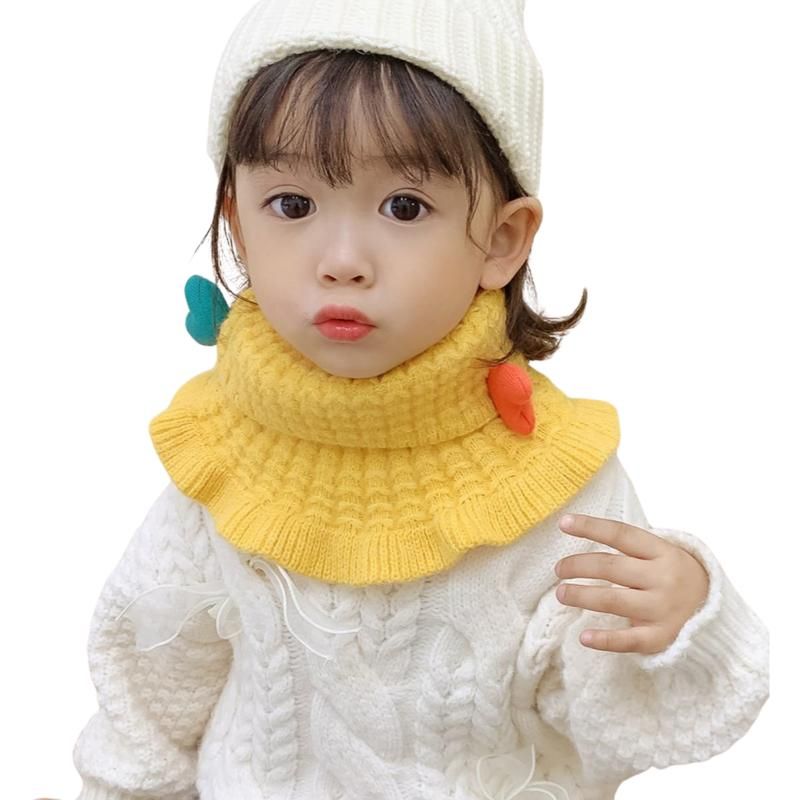 Niños invierno tejido bufanda 3d patrón de corazón bufandas cuello