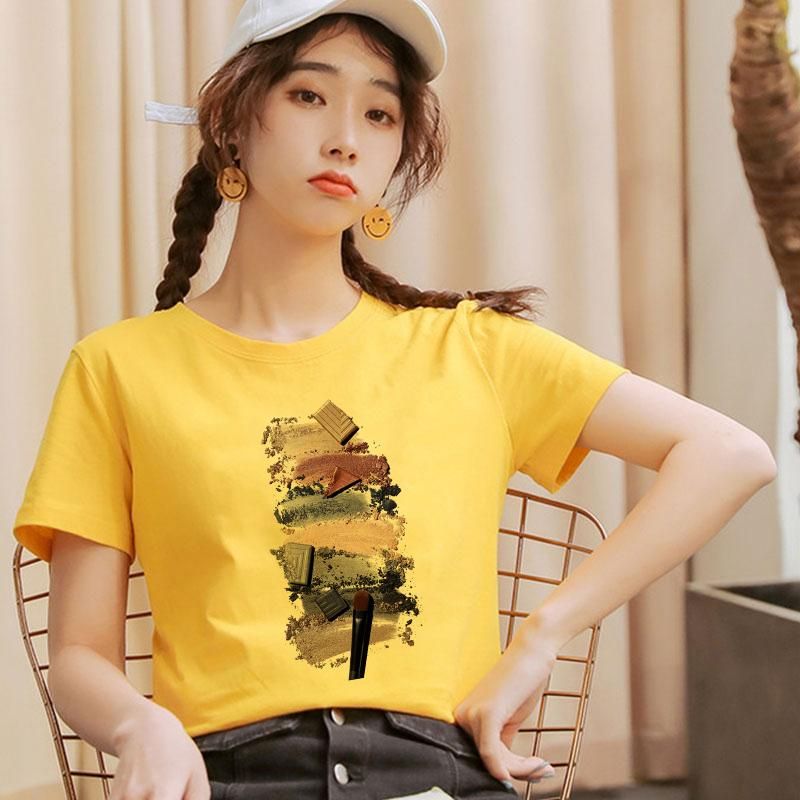 Tie tinte camisetas Mujeres Amarillo Impresión 90s Tumblr Blusas de Moda Vintage Ladies