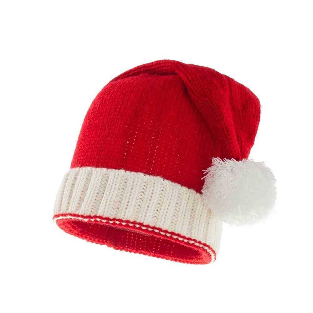 Red Color Knitted Christmas Hat White 
