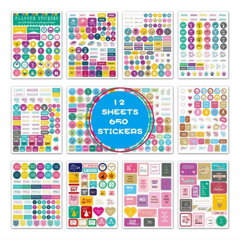 12 sheets 650 stickers