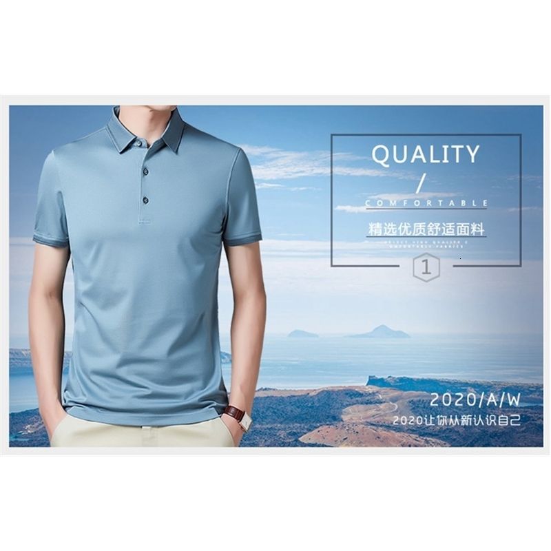 Summer Solid Color Simple Mulberry Silk Polo Shirt For Middle Aged 