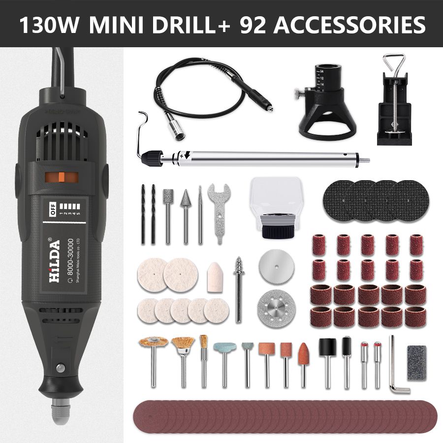 130W Mini Drill + 92 Accessori