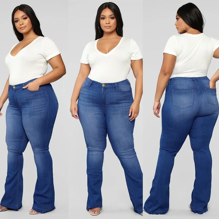 Compra Pantalones Vaqueros De Gran Tamaño Para Mujeres Grandes Pantalones  De Mezclilla Sueltos De Talla Grande Pantalones Anchos Pantalones De Pierna  Apilados Destellos Pantalones Vaqueros Baggy Gorda Mamá Jeans Alta Cintura  Y0320