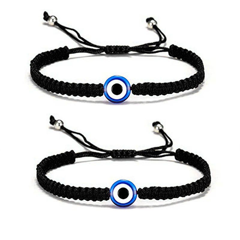 2 unids Hecho a mano String rojo Eye Link Bracelets Ojo Turco Protección Suerte deseo Pulsera Pareja Joyería para mujeres Regalos