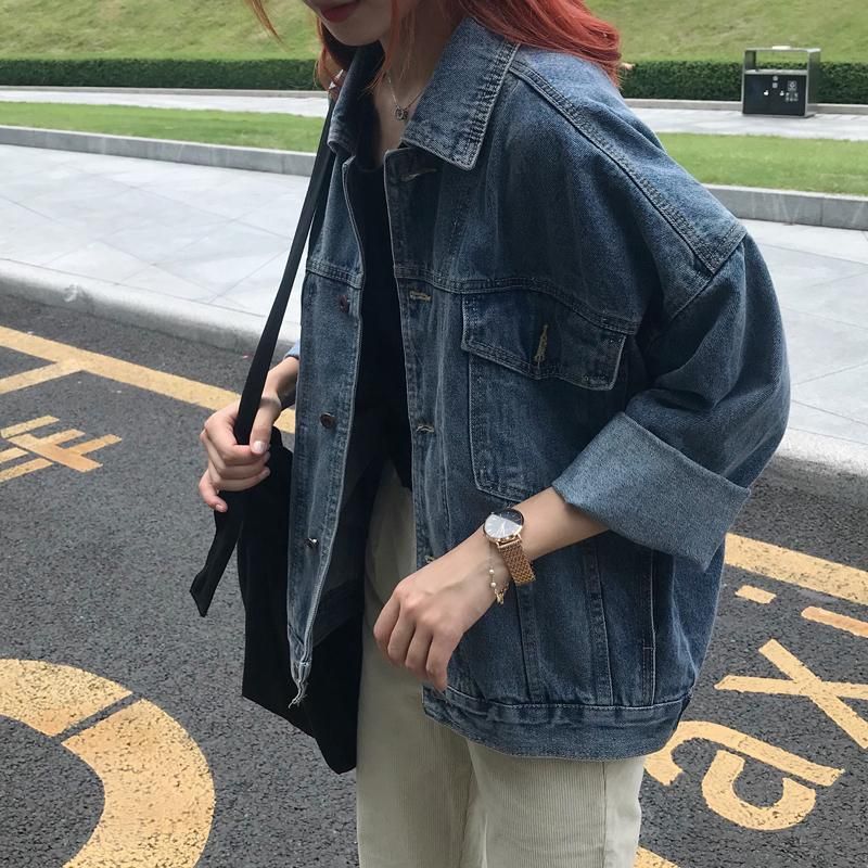 Compra Chaqueta De Mezclilla Para Mujer 2021 Estilo Coreano Sólido Casual  Chaquetas Azules Otoño Tallas Grandes Jeans Sueltos Abrigos Mujer Barato |  Entrega Rápida Y Calidad | Es.Dhgate