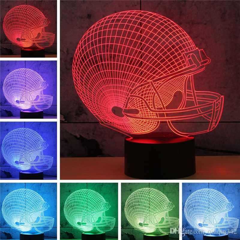 ホームインテリアの装飾フットボールキャップ3DクリエイティブカラフルなLEDナイトライトUSB新しい照明シンプルなデスクランプ