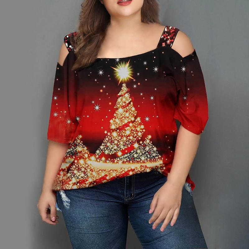 T Shirt Christmas Tops Women Sexy 