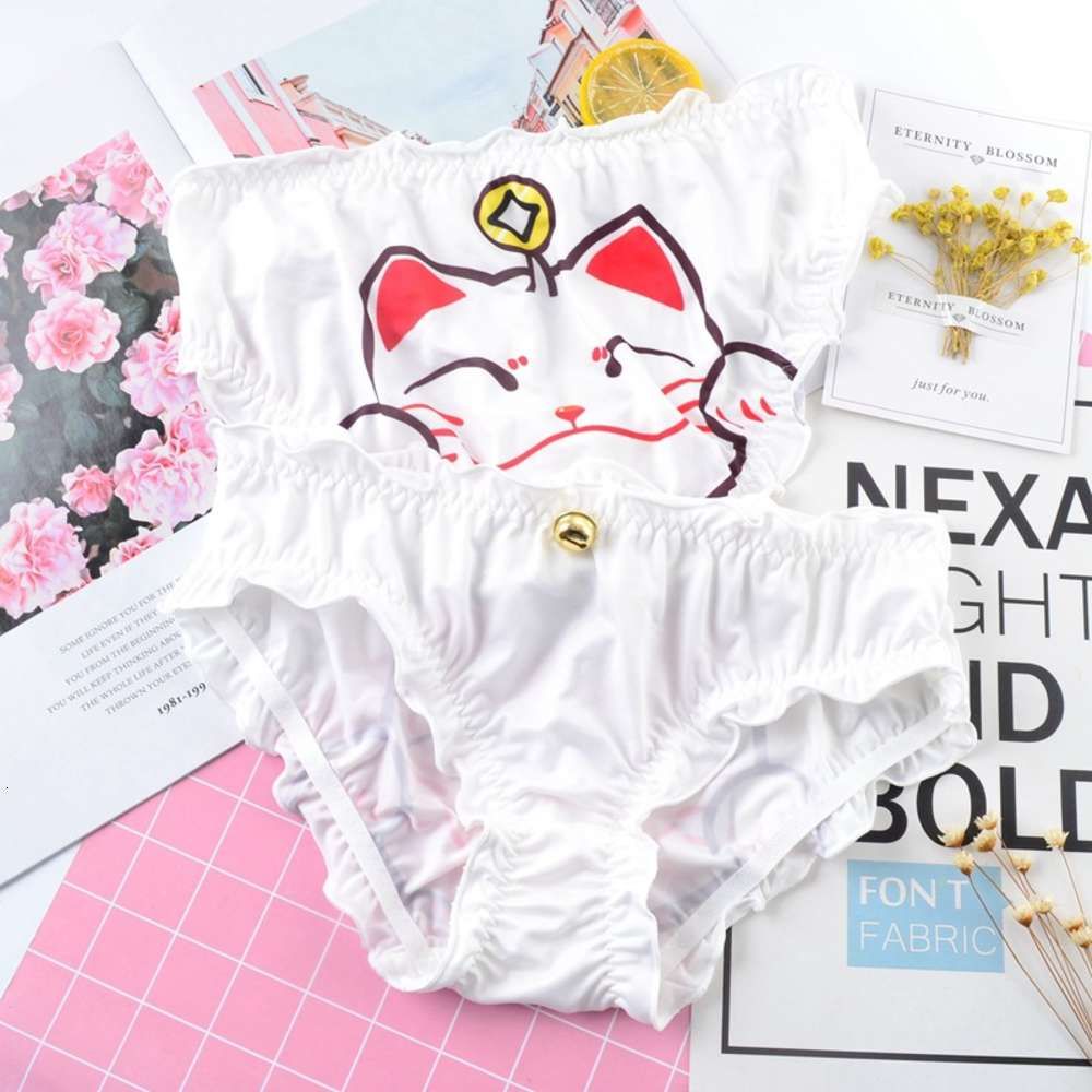 Compra Japón Lindo Lucky Cat Imprimir Mujeres Bragas Dibujos Animados Con  Volantes Bell Leche Seda Ropa Interior Sin Costura Sexy Scrats Chicas  Lencería Barato | Entrega Rápida Y Calidad | Es.Dhgate