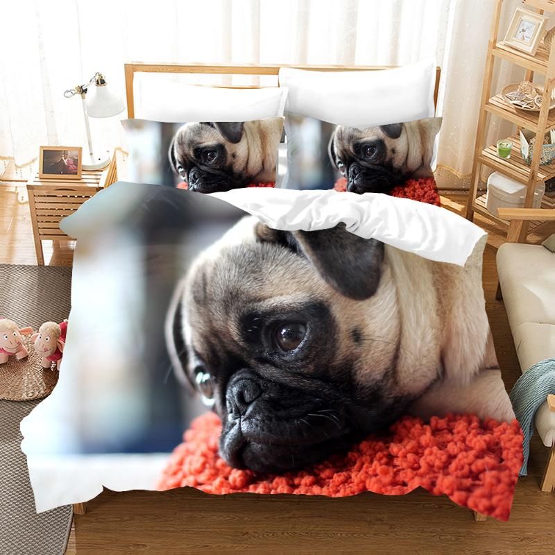 Bedding Sets 3d Pug Dog Set Cute Animal, Black Pug Single Duvet Covers