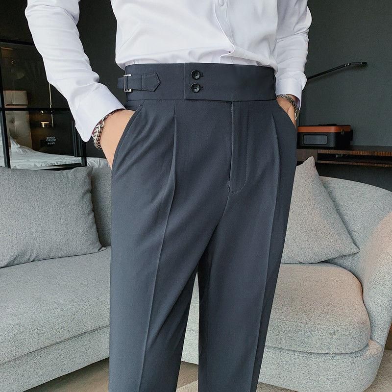 Trajes Para Hombres Británico De Alta Cintura Pantalón De Cintura Hombre Hombre Social Traje Hombre Vestido Formal Pantalones Pantalones Italianos Tobillo De 59,16 € | DHgate