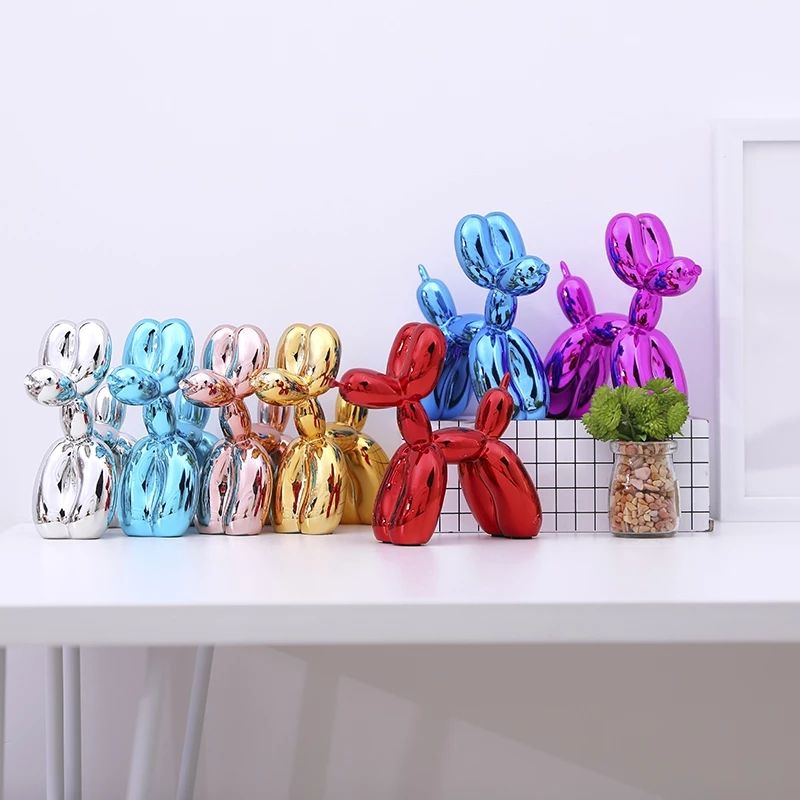Resin Balloon Dogs Home decor Statue Cute Shiny Animal Dog Sculpture Figurines 