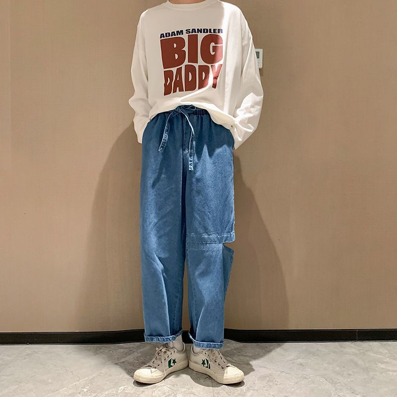 Compra Jeans Korean Wide Leg Moda De Hombre Retro Casual Blue Jeans Men  Streetwear Suelte Hip Hop Straight Denim Pantalones Hombres M 5XL Barato |  Entrega Rápida Y Calidad | Es.Dhgate